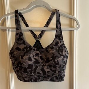 Athleta Gray Camo Racerback Sports Bra